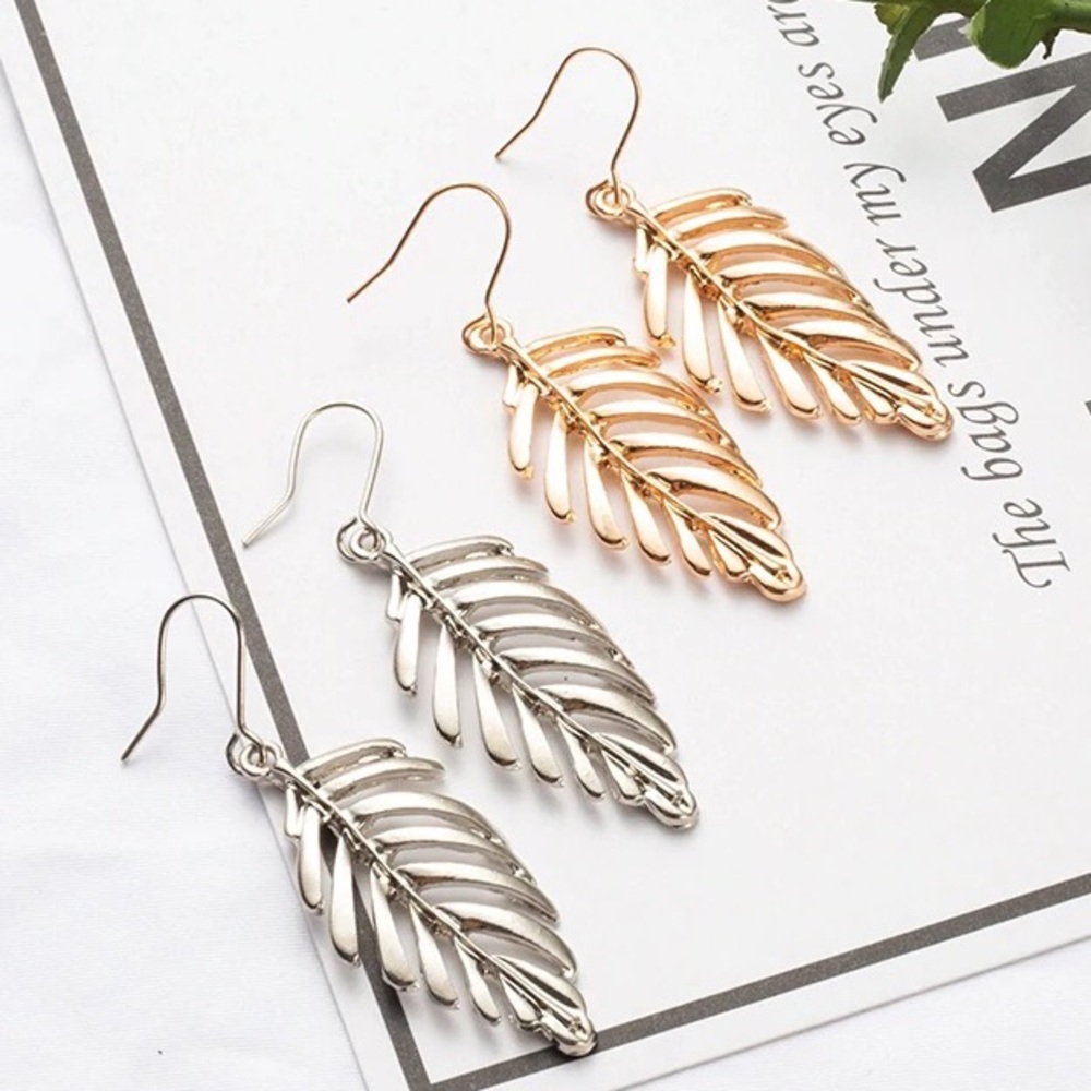 Gold Leaf Earrings - Picture 5 of 5